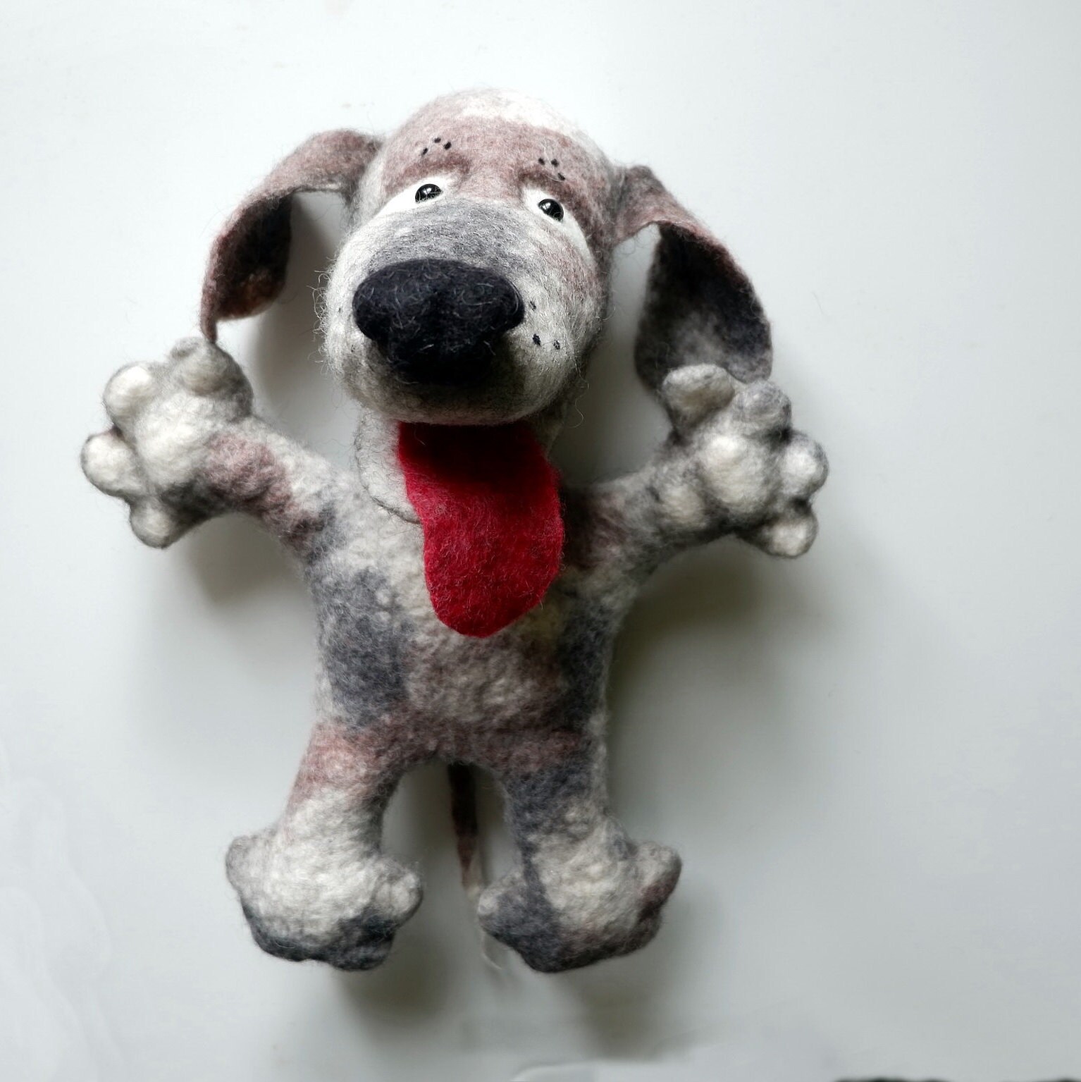 Dog glove puppet felted toy made of wool. SOLD. Take orders Etsy