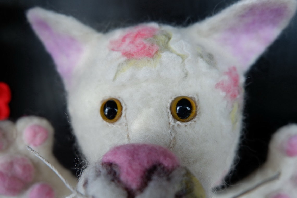 White cat the puppet gift for girl with a fluffy tail a Etsy