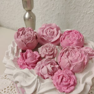 Neu Deko Torte Gipstorte Rosen Rosa romantisch Vintage Tischdeko Etagere Torte Bild 4