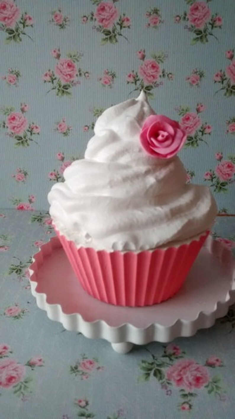 1 Stück Deko-Cupcake Shabby Gips Röschen Bild 1