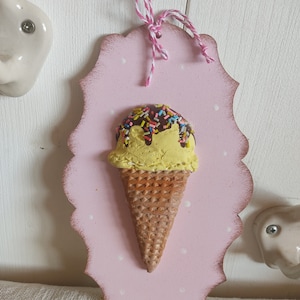 Wandbild Eis Eiswaffel künstliches Eis Sommer Deko Eiscafé Eissalon Eisattrappe Rockabilly Eisdiele