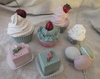 Deco cupcake shabby style set pink/mint
