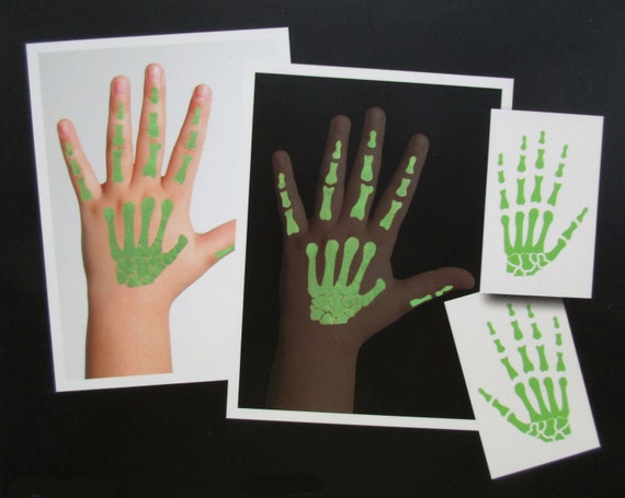 2 Temporare Grune Hand Skelett Tattoos Fur Kinder Prima Fur Etsy