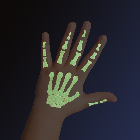 2 Temporare Grune Hand Skelett Tattoos Fur Kinder Prima Fur Etsy