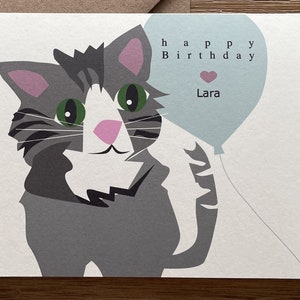 Tiger cat | happy Birthday – personalized – folding card with envelope