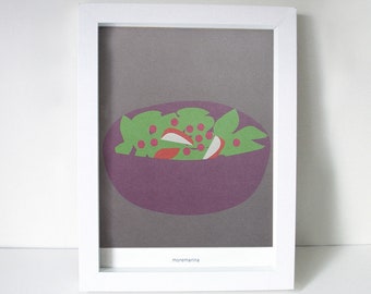 Kitchen illustration No.3 | Pomegranate spinach salad | Art print