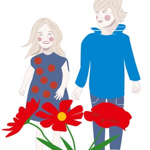 Individual portrait – children | High-quality print and digital file | Family portrait | Gift for Mother&#39;s Day | Birthday