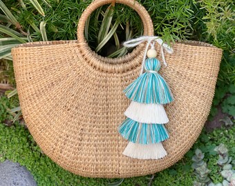 Beach Bag Tassel Black Pompom Tassel for Purse Pompom for Purse Boho Tassels Basket Tassel Straw Bag Tassel Charm