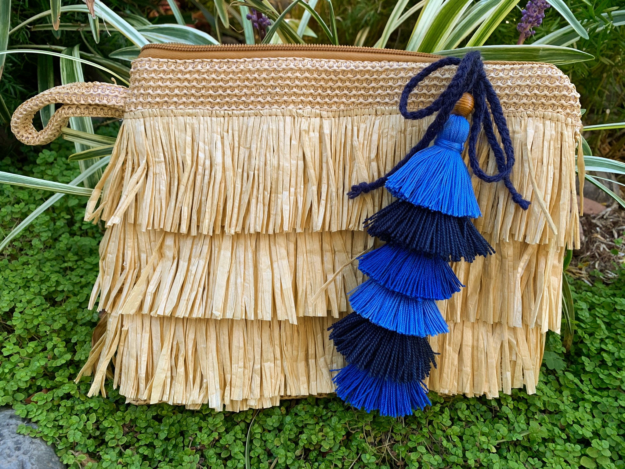 Blue Tassels for Purse Straw Bag Tassel Charm Boho Tassels Etsy