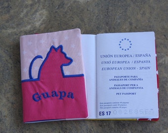 EU-Heimtierausweishülle | EU-Heimtierausweis | personalisierte Impfpasshülle  - Cubierta de pasaporte de mascotas de la UE