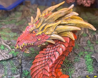 Red Dragon Bust custom painted. Model by Reaper Bones 5