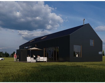 Trentham barn house plan, Modern house plans, Barn style house, 3-bedroom house plan, Victorian house plan.