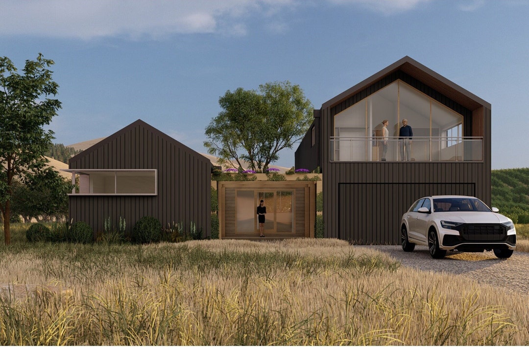 House Plans, Twin Barn House, Modern House Plans, Barn Style House, 3 ...