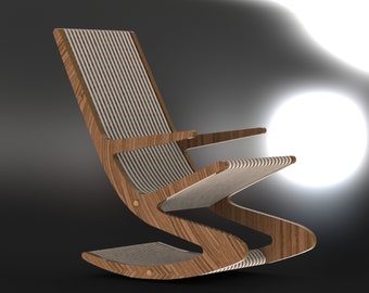 Furniture vector file for Modern Rocking chair, Wooden rocking chair, Outdoor comfortable Rocking chair, Cnc routed.