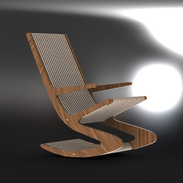 Furniture vector file for Modern Rocking chair, Wooden rocking chair, Outdoor comfortable Rocking chair, Cnc routed.