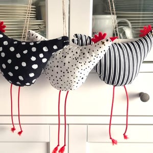 Easter decoration hens made of cotton fabric, chickens, chicken, Easter, spring decoration, birds, gift idea, souvenir, spring, decoration for hanging