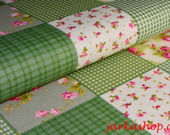 Patchwork de coton - rose vert