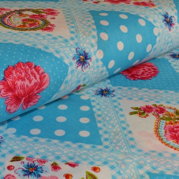 Cotton PETUNIA PAISLEY turquoise