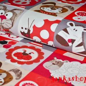Rest 94 cm, cotton fabric damino red-grey