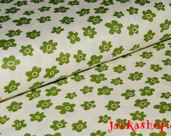 Baumwolle- Blumen weiß-grün tannengrün