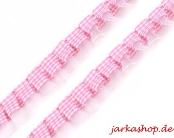 2m ruffle band Karo with organsa pink 20 mm