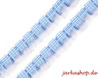 2 m ruffle ribbon diamond with organsa blue 20 mm