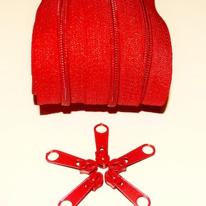 2 m REIßVERSCHLUSS ENDLOS & 10 zipper-red