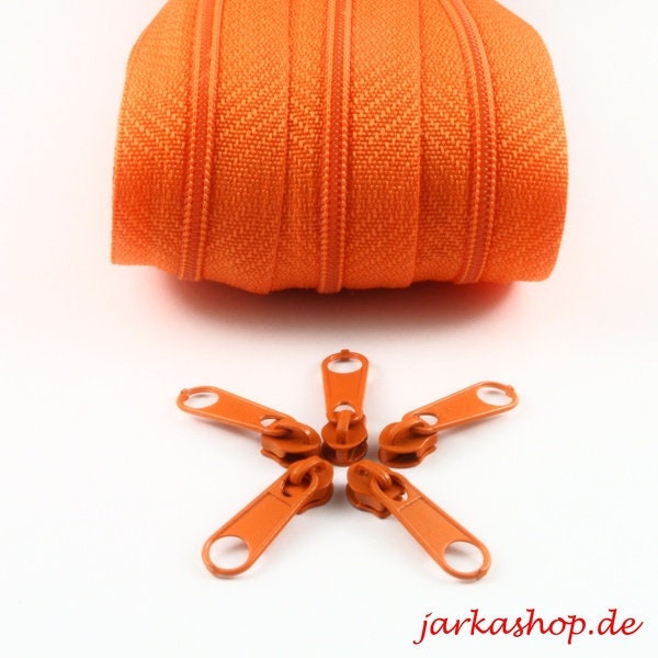 2 m REIßVERSCHLUSS ENDLOS & 10 zippers-orange
