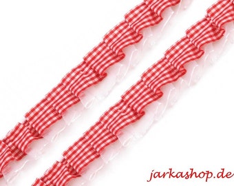 2 m ruffle band Karo with organsa red 20 mm