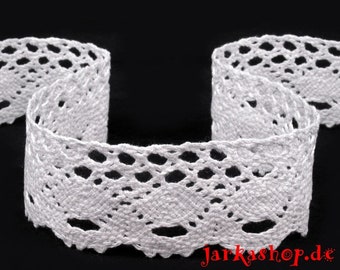 1 m cotton lace ribbon in white 35 mm