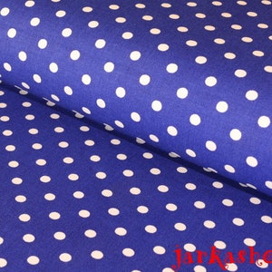 Cotton-dots white on medium Blue 5 mm