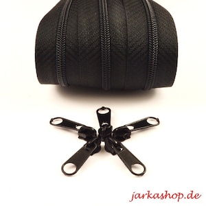 2 m REIßVERSCHLUSS ENDLOS & 10 zippers-black