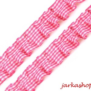 2 m ruffle band Karo pink 20 mm