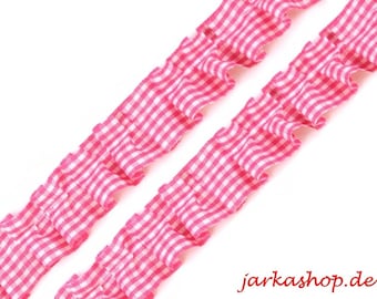 2 m ruffle band Karo pink 20 mm