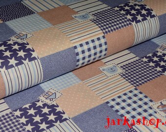 Patchwork de coton - beige-bleu