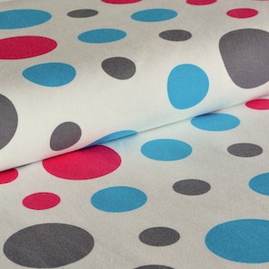 cotton jersey, jersey &quot;bubble dots white-blue-pink-grey&quot;, jersey fabric, cotton fabric, fabric, fabric with dots, children&#39;s fabric