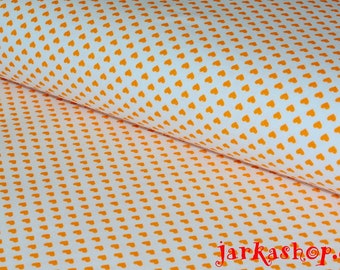 Baumwolle-Herzen orange auf weiß 4 mm