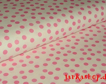 Baumwolle-Punkten rosa auf weiß 8 mm