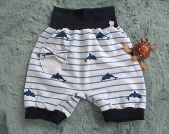 pantalon pompe court taille 104/110 * dauphins * pantalon d’été baby shorts