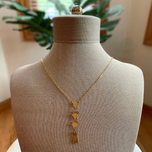 FRINGE ∆ Boho Necklace, Gold, Triangle, Ladder, Tassel, Gold, Short Necklace, Geometric