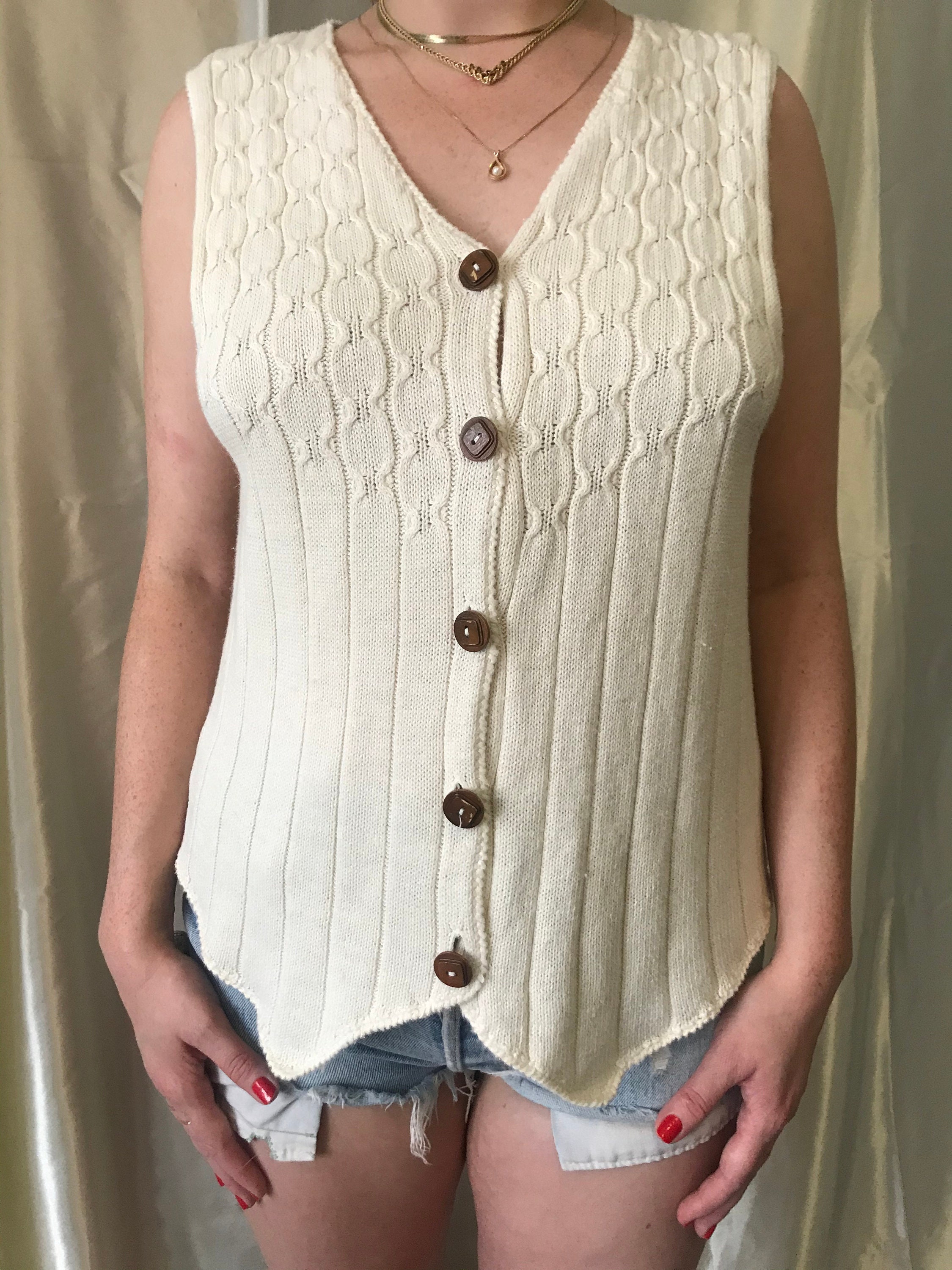 White sweater vest medium Etsy