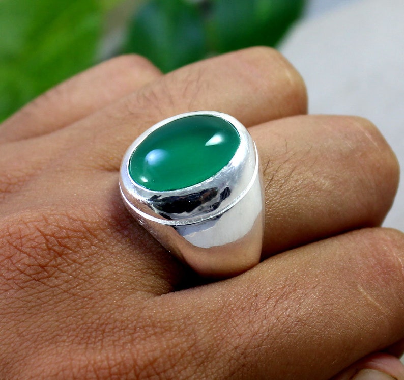 Green Onyx Gemstone Ring Handmade Ring Mens Ring Jewelry Handmade Ring Birthstone Ring Unisex Ring Wedding Gift Ring Dailywear Ring for Him