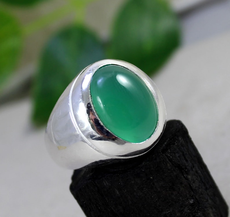 Green Onyx Gemstone Ring Handmade Ring Mens Ring Jewelry Handmade Ring Birthstone Ring Unisex Ring Wedding Gift Ring Dailywear Ring for Him