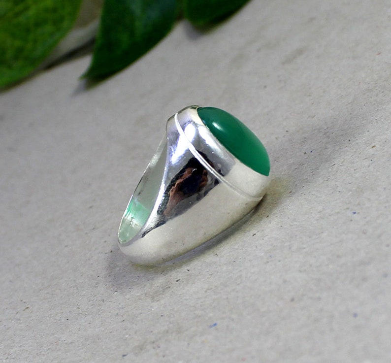 Green Onyx Gemstone Ring Handmade Ring Mens Ring Jewelry Handmade Ring Birthstone Ring Unisex Ring Wedding Gift Ring Dailywear Ring for Him