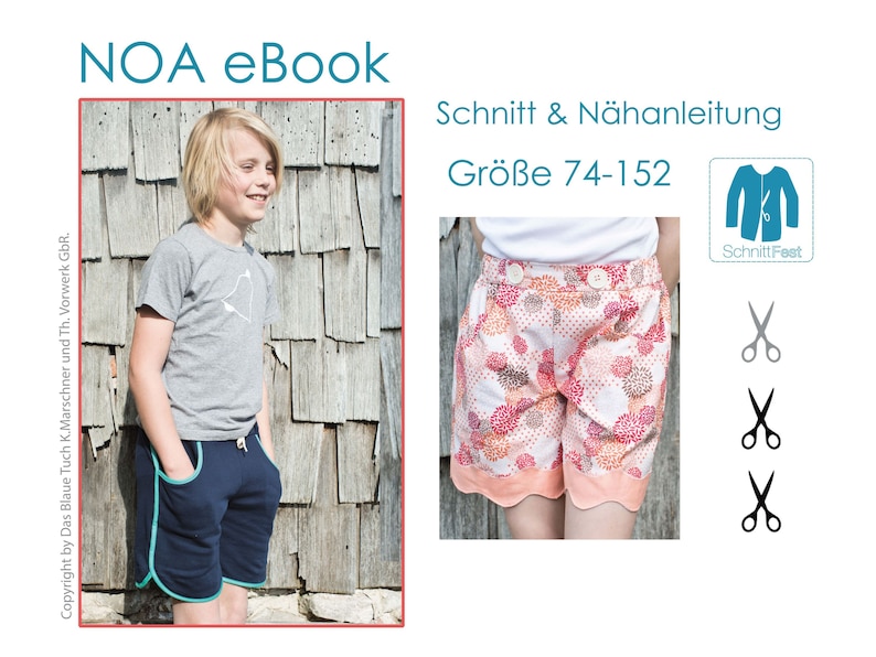 eBook sewing pattern kids shorts NOA image 1