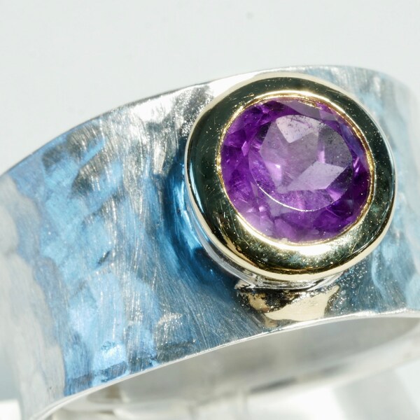 Amethyst Ring gehämmert größenverstellbar