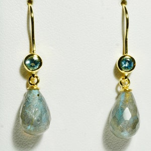 Labradorite and topaz earrings gold