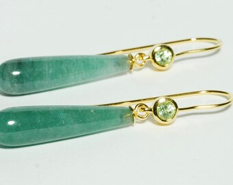 Peridot and Aventurine Earrings Gold