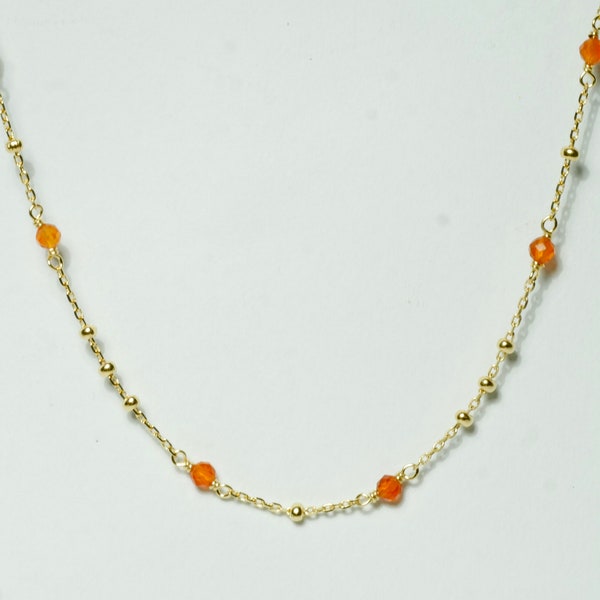 Gold Kette mit Karneol 40+5cm