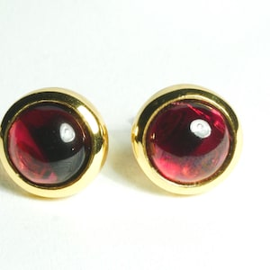 Boucles d'oreilles rondes en grenat, or